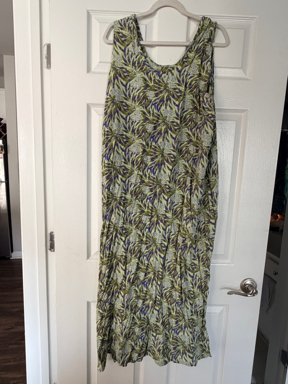 Flax Green and Purple Floral Maxi Dress